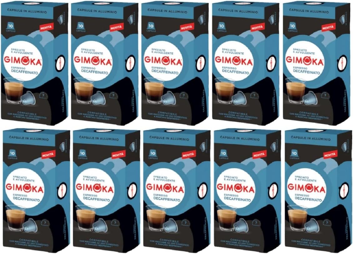 Detalle de Gimoka Compatibile Per Nespresso Decaffeinato (100 Capsule) – Alluminio salva aroma, Intensità 7