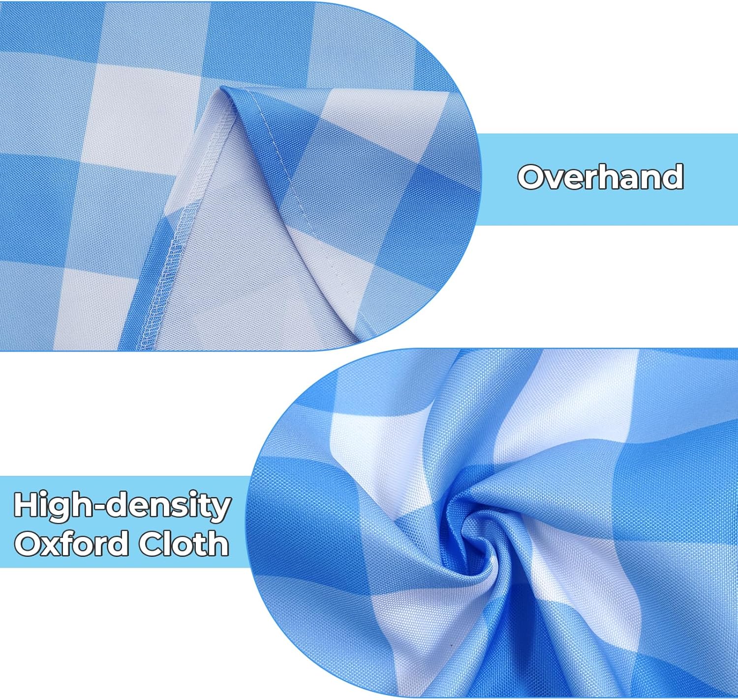 Thumbnail 4 de Eternal Beauty 132x178cm Rectangle Blue Checkered Tablecloth with Umbrella Hole and Zipper