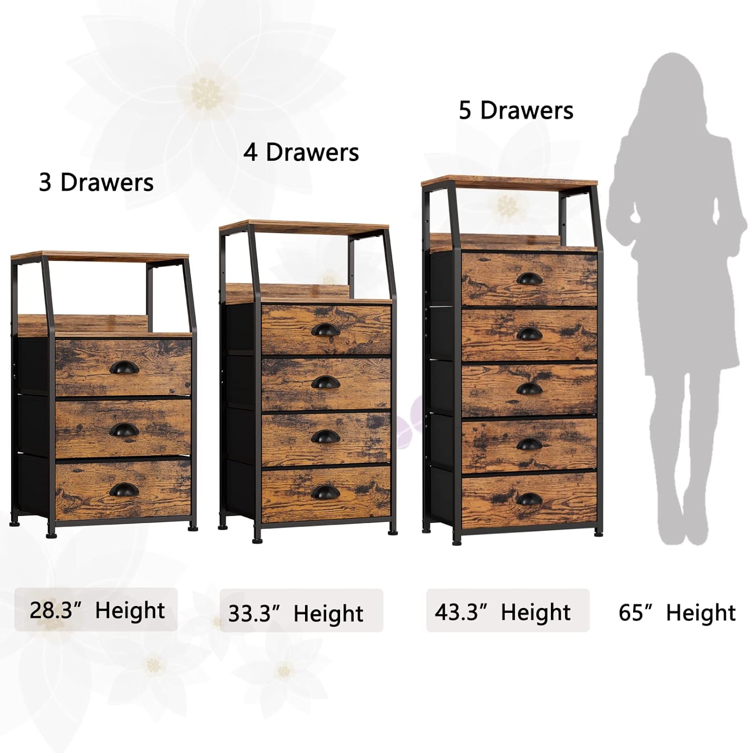 Thumbnail 6 de Furnulem Tall 5-Drawer Fabric Dresser for Bedroom