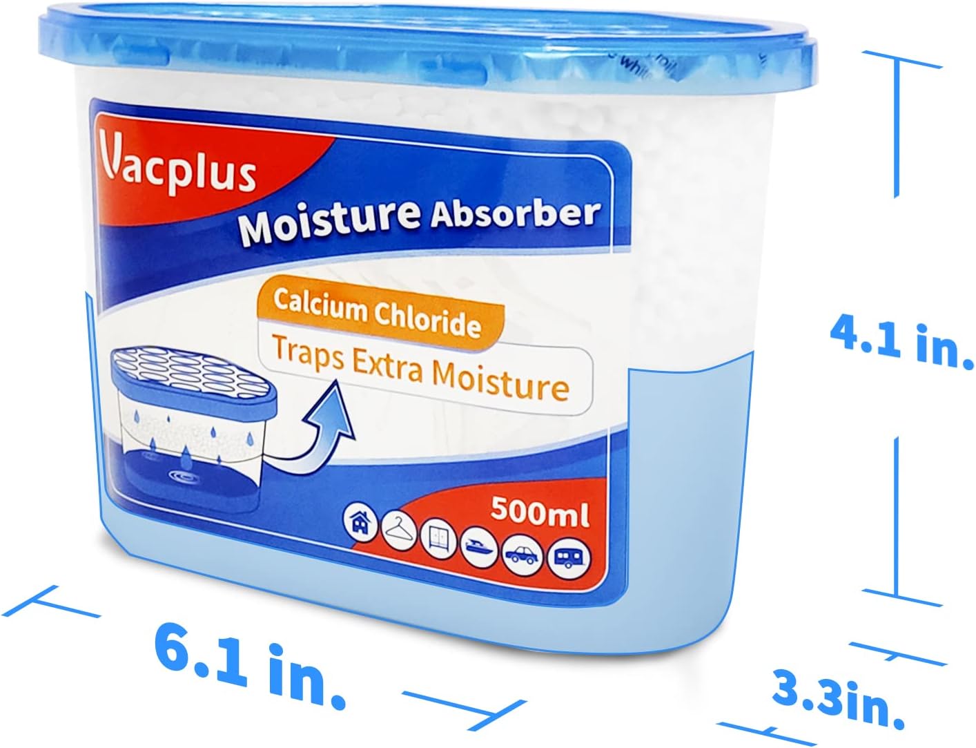 Detalle de Vacplus Moisture Absorbers 16 Pack (10.5 oz) – Fragrance-Free Closet, Bathroom, and Kitchen Dehumidifier