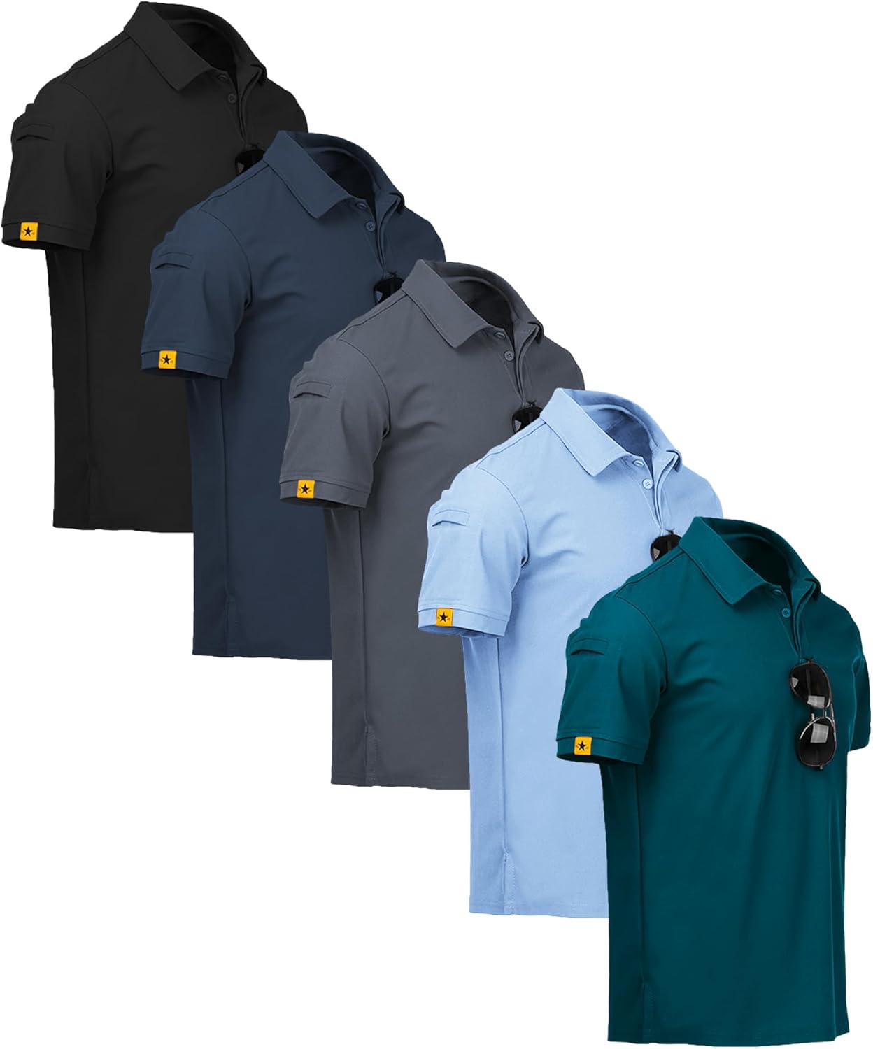 Thumbnail 6 de ZITY 5 Pack Polo Uomo Manica Corta – Traspirante, Asciugatura Rapida, Regular Fit