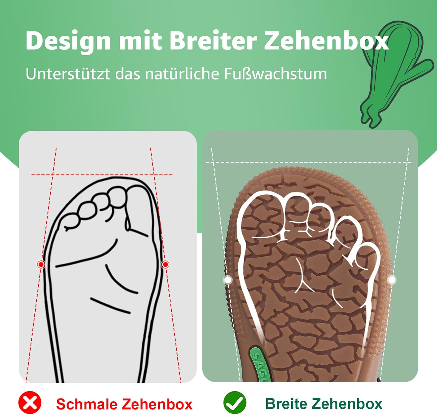 Thumbnail 1 de SAGUARO Barfußschuhe Kinder – Barfuß Sneaker, breiter Vorderfuß, Innen- und Außenbereich, Größe 25–36