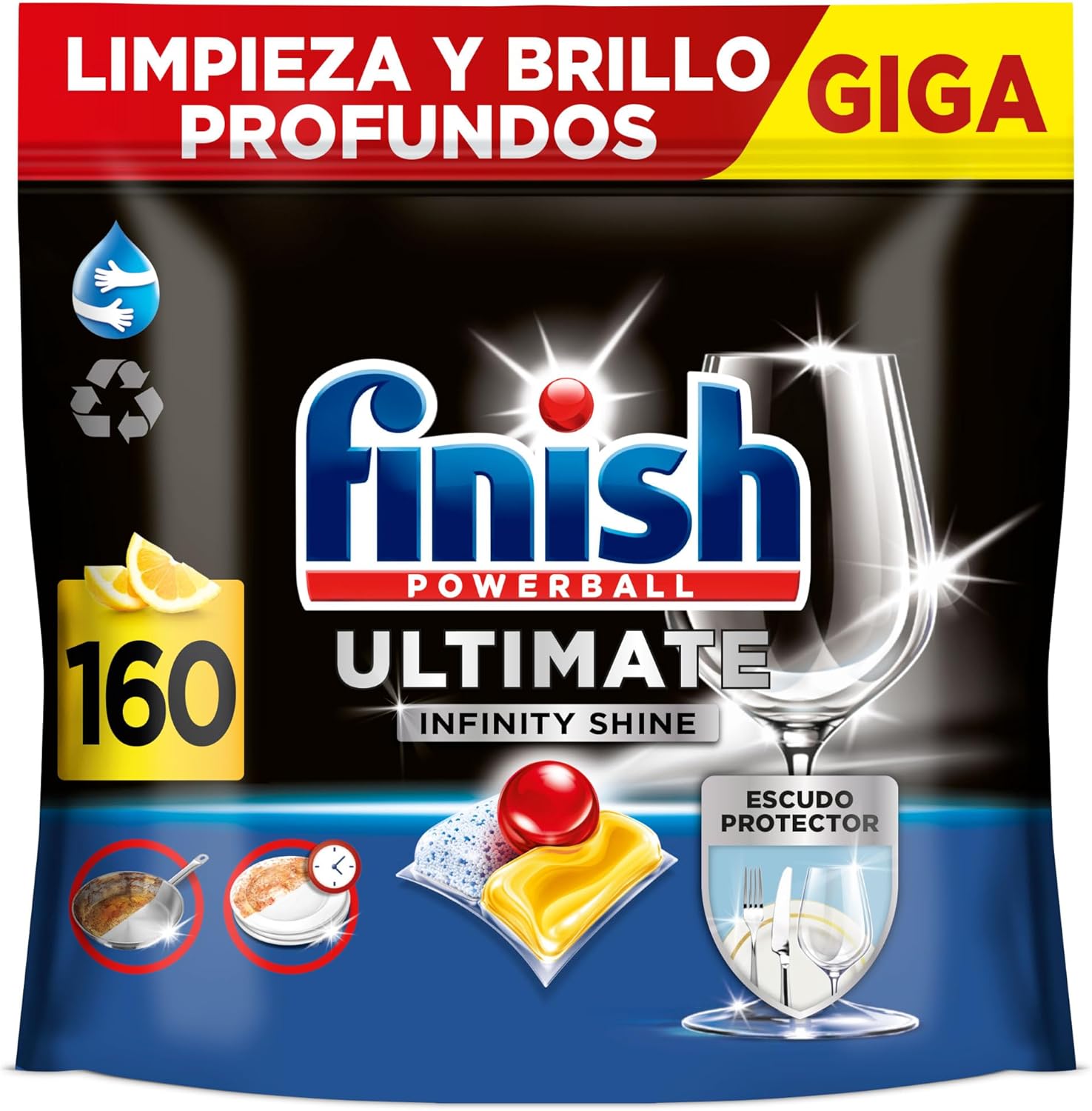 Finish Powerball Ultimate Infinity Shine 160 pastillas para lavavajillas 🍽