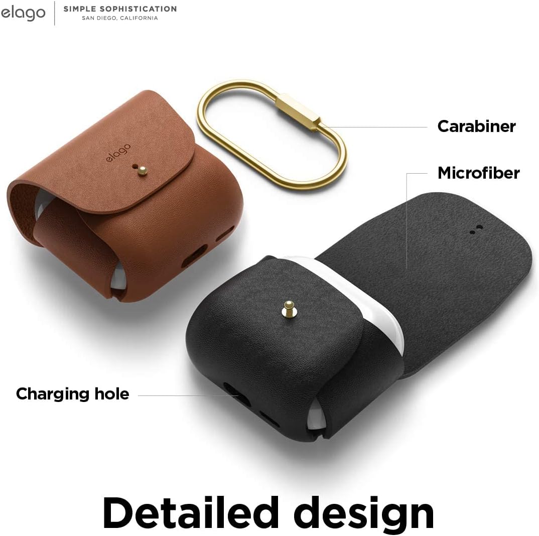Thumbnail 3 de elago Coque en cuir avec mousqueton pour AirPods 3 – Étui en cuir de vachette naturel (brun)