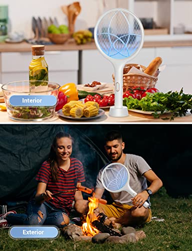 Thumbnail 9 de YISSVIC raqueta matamoscas eléctrica 2 en 1 de 4000V con USB recargable (blanco)