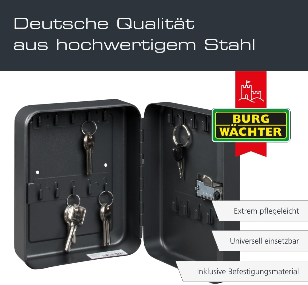 Thumbnail 3 de Burg-Wächter KC 20 C Schlüsselbox abschließbar mit Zahlencode, 20 Haken, Stahlblech, Mattschwarz
