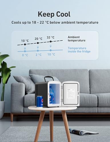 Detalle de AstroAI Mini Fridge 4 Litre / 6 Can: Portable AC+DC Cooler (Black)