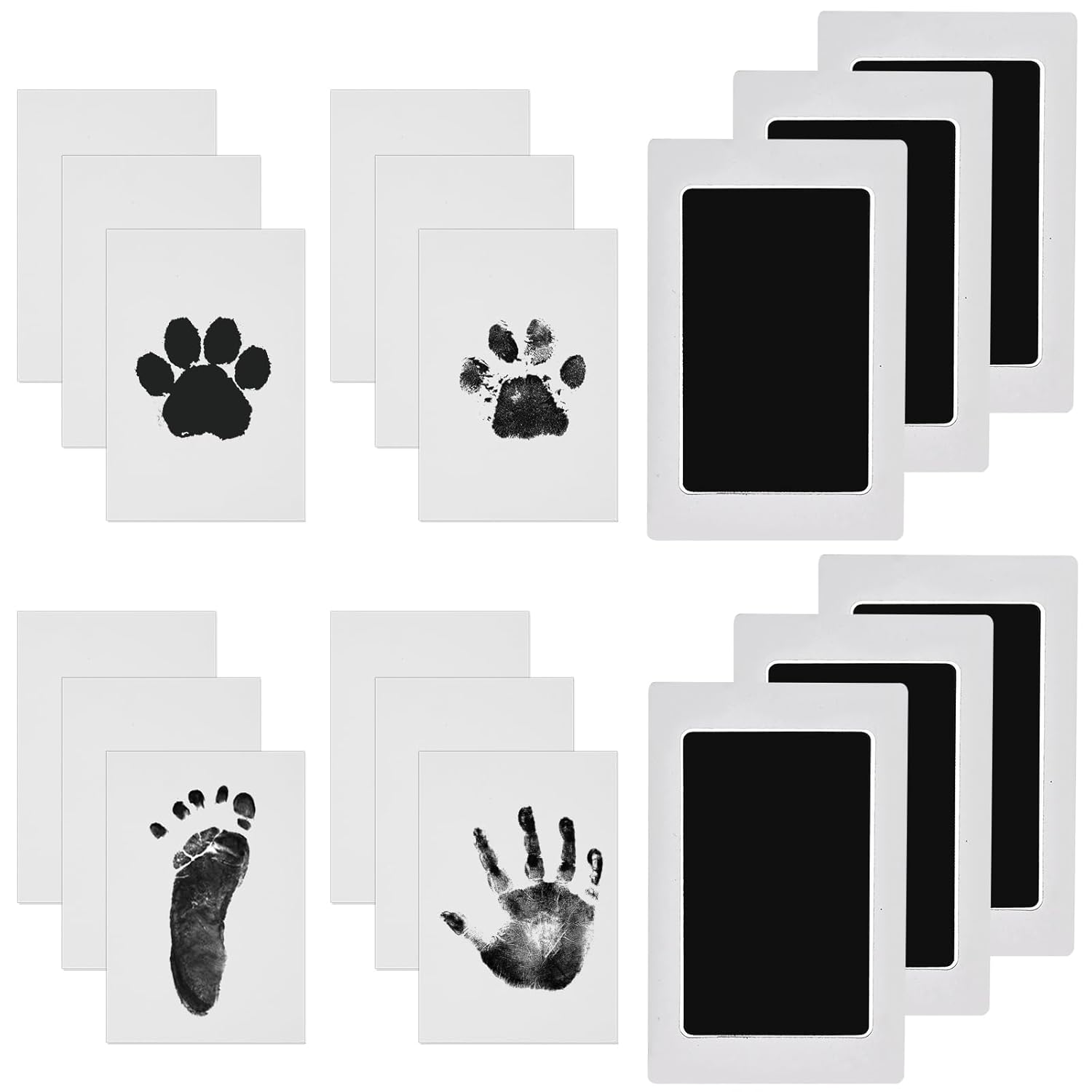 Detalle de Nabance Baby-Fußabdruck-Set mit 6 Stempelkissen & 12 Abdruckkarten (0–6 Monate) – Hand- und Pfotenabdruck