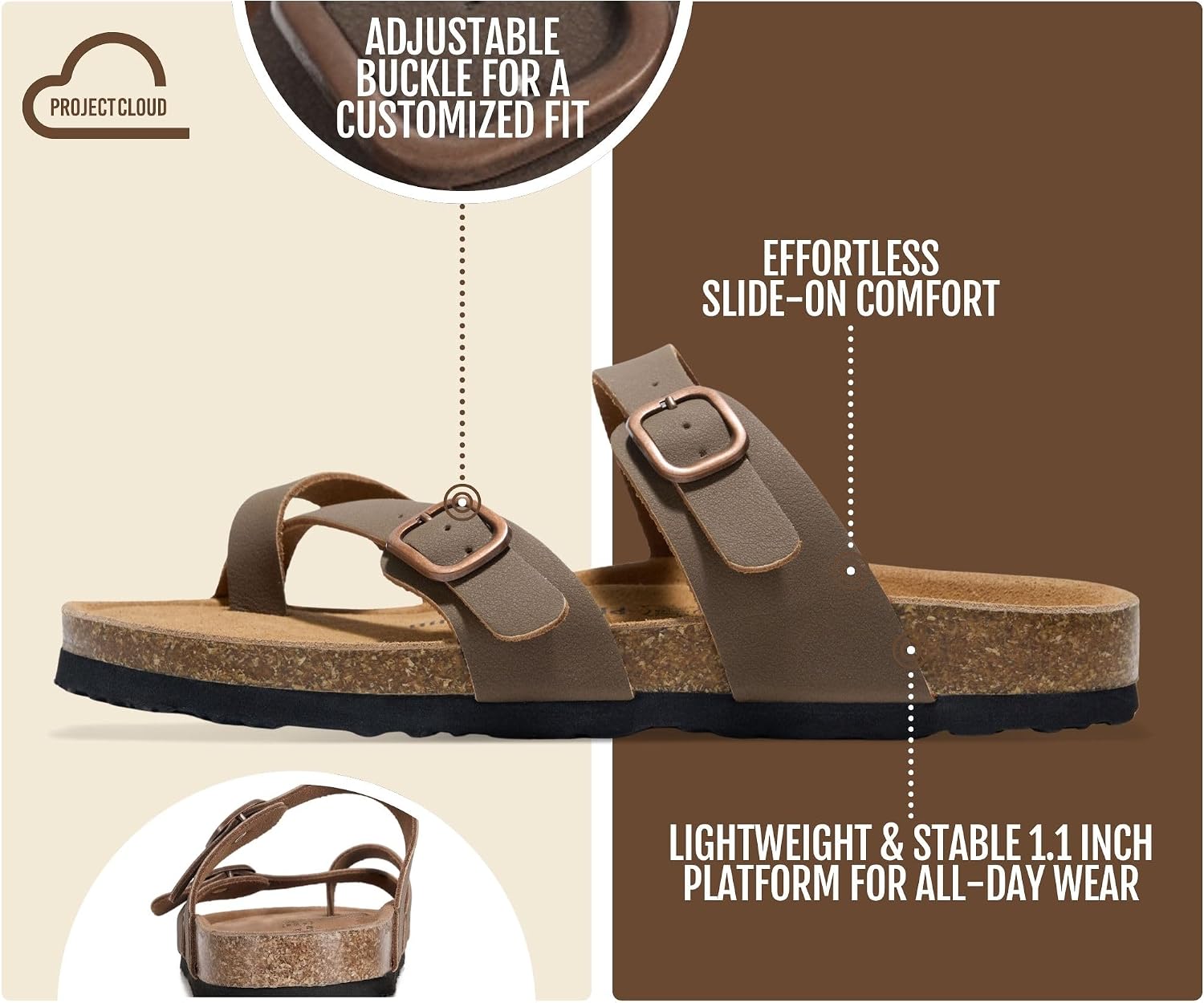Detalle de Project Cloud Women's Genuine Leather Sandals