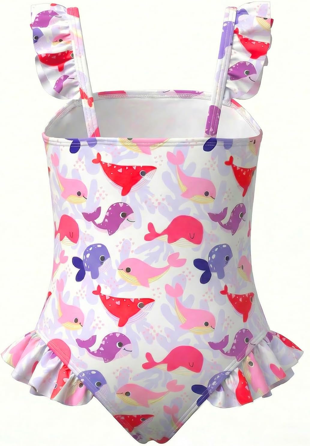 Thumbnail 2 de JiAmy Girls' Flower Print Ruffle Sleeveless One-Piece Swimsuit (12m–8y)