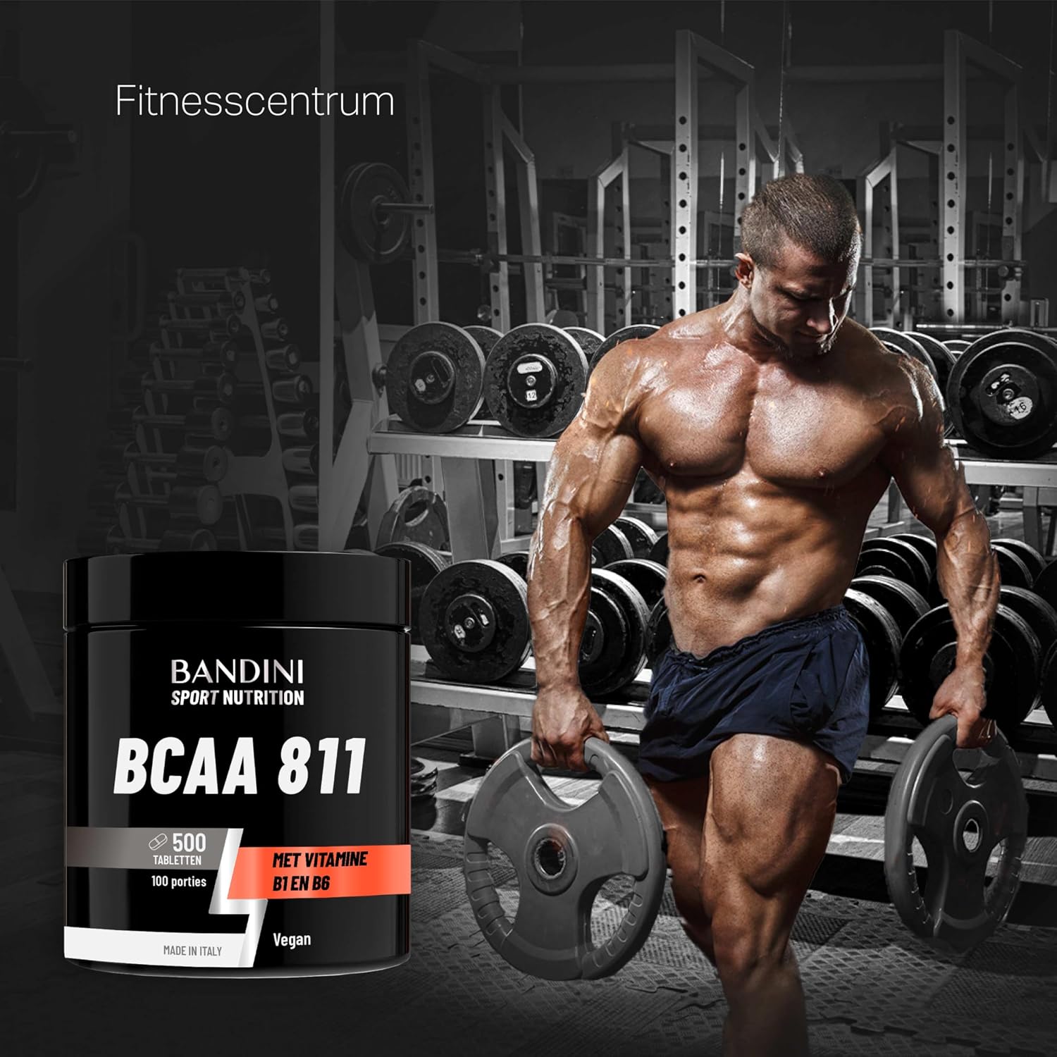 Detalle de BANDINI BCAA 8.1.1 aminozuurtabletten, 500 tabletten met vitamine B1 en B6
