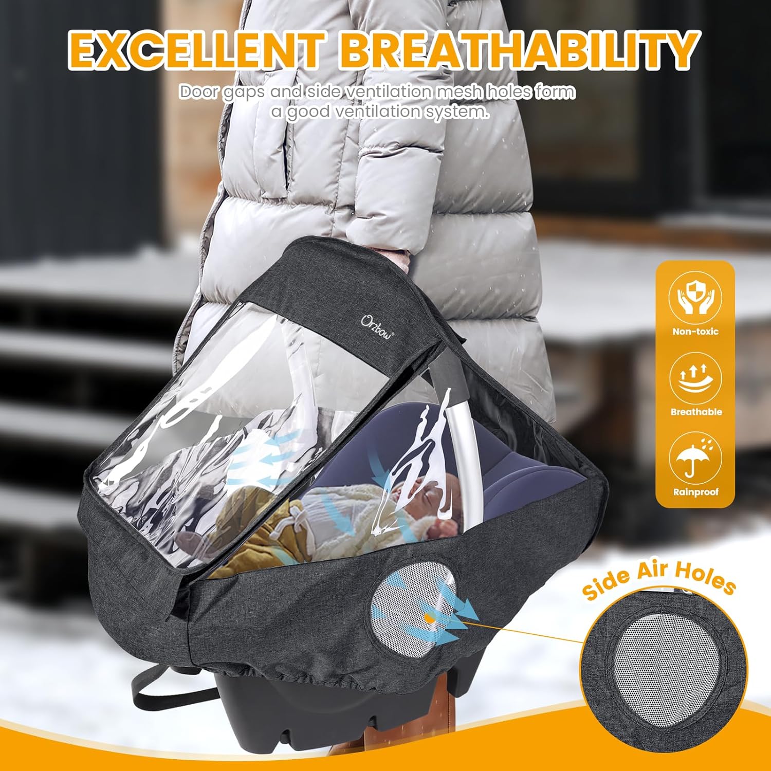 Thumbnail 3 de Orzbow Universal Baby Car Seat Rain Cover: Weather Shield for Babies and Pets