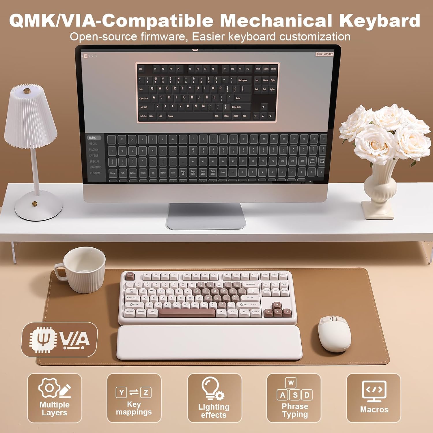 Detalle de YUNZII B87 Wireless Mechanical Keyboard: 87-Key TKL with Gasket Mount, VIA/QMK, and Tri-Mode Connectivity