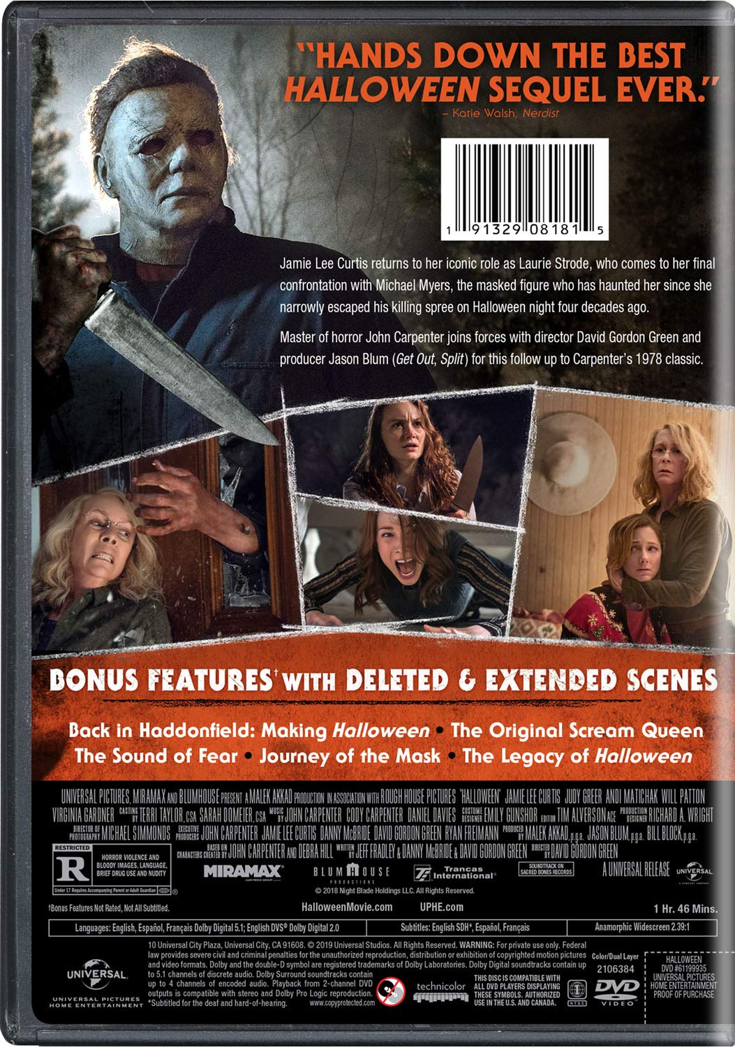 Detalle de Halloween (2018) D61199935D DVD, NTSC, Jamie Lee Curtis