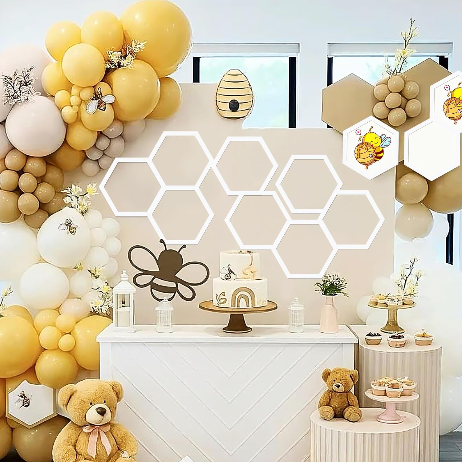 Thumbnail 3 de TaoQ C – 15 Stück Holz-Waben-Dekor, hexagonale Wanddekoration aus Holz