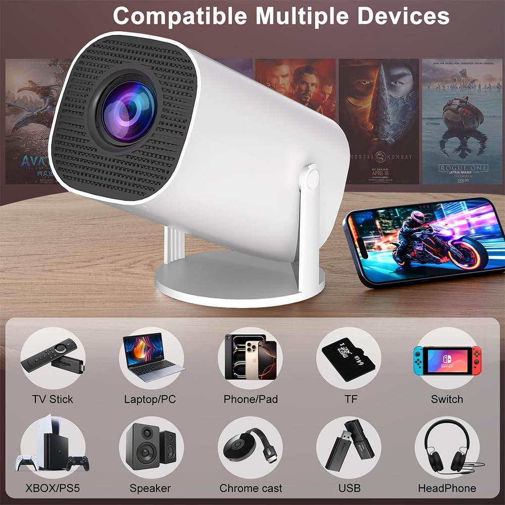 Thumbnail 6 de Mini Beamer – Smart Projektor Full HD 1080P mit WiFi 6, Bluetooth 5.2 und Android-TV