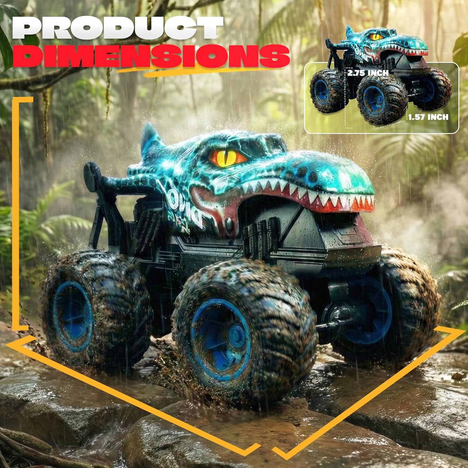 Thumbnail 5 de BEZGAR MonsterTruck Toys — Monster Truck RC Car with Light & Music ( Cyan Blue )