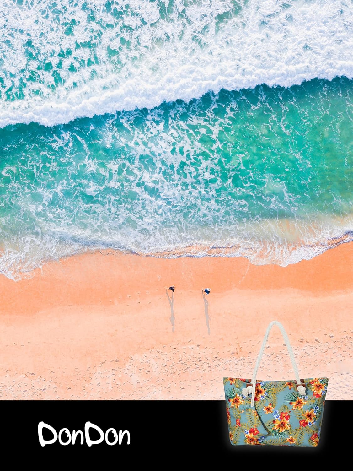 Thumbnail 5 de DonDon Strandtasche XXL mit Reißverschluss – Robuste Umhängetasche im Beach Look, inklusive Mini-Tasche