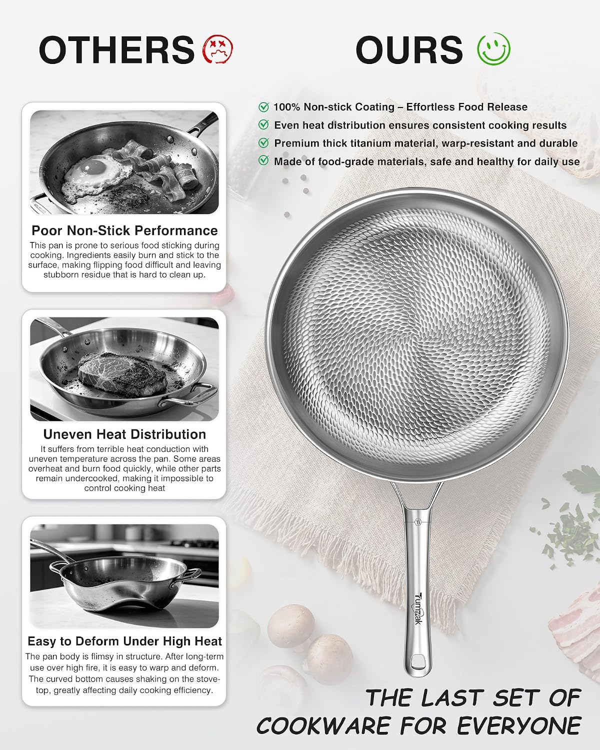 Thumbnail 6 de Tumzak Titanium Frying Pans, 8+10+12-Inch Set