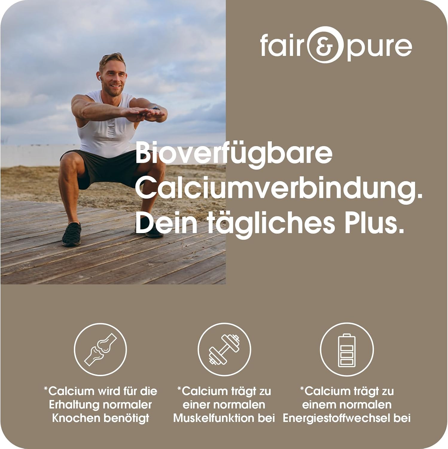 Detalle 2 de Fair & Pure Calciumcitrat 300 mg Calcium pro Tablette – Vegan, hergestellt in Deutschland