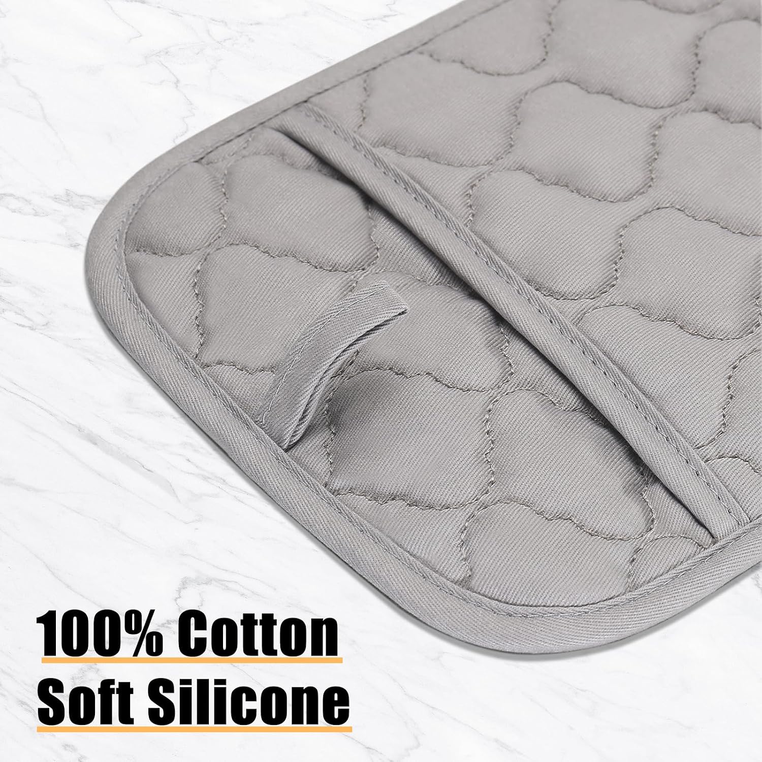 Detalle de Oven Mitts, Kitchen Towels & Dishcloths Pot Holders Sets — 12-Piece, 500°F Heat-Resistant, Non-Slip Surface (Gray)