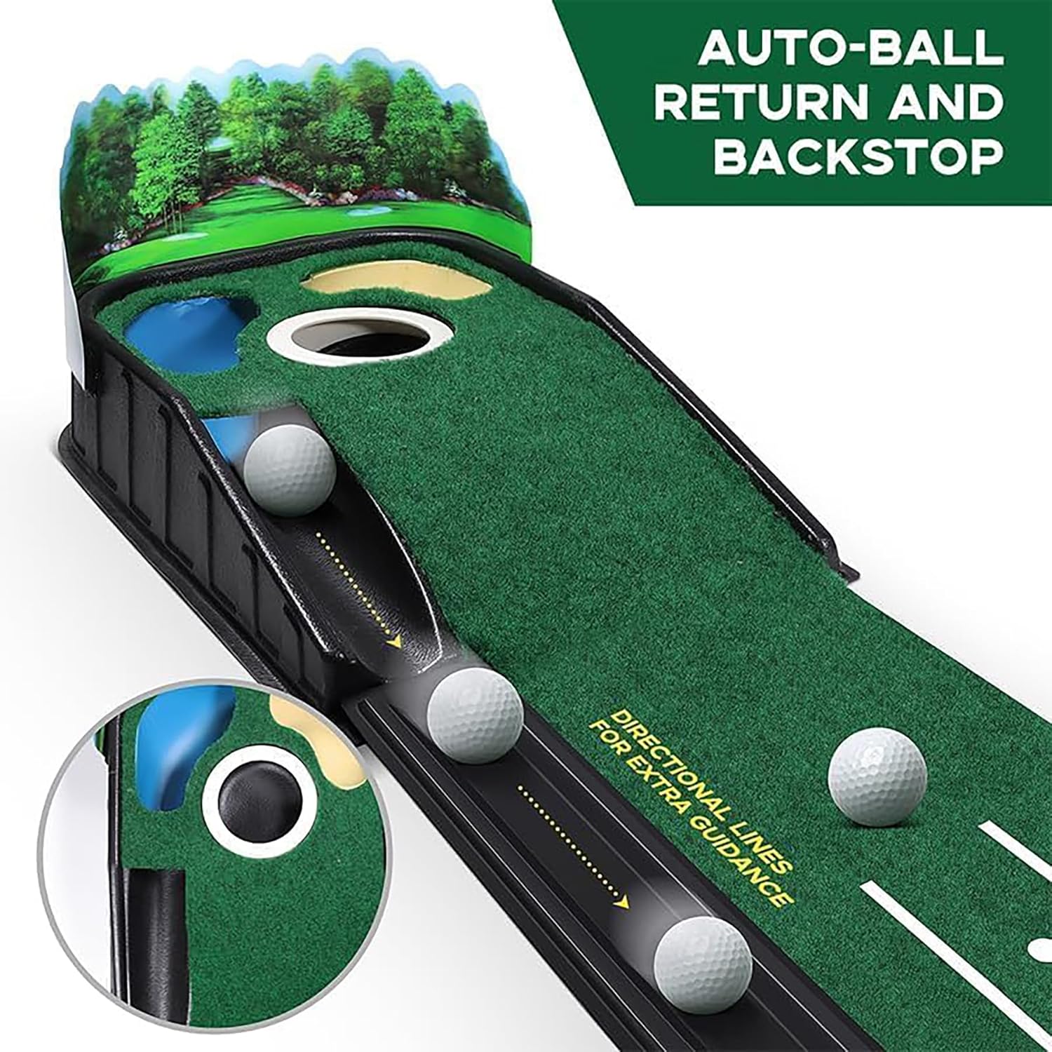 Thumbnail 3 de Surbootime golf putting trainer with automatic ball return and 3-hole putting green