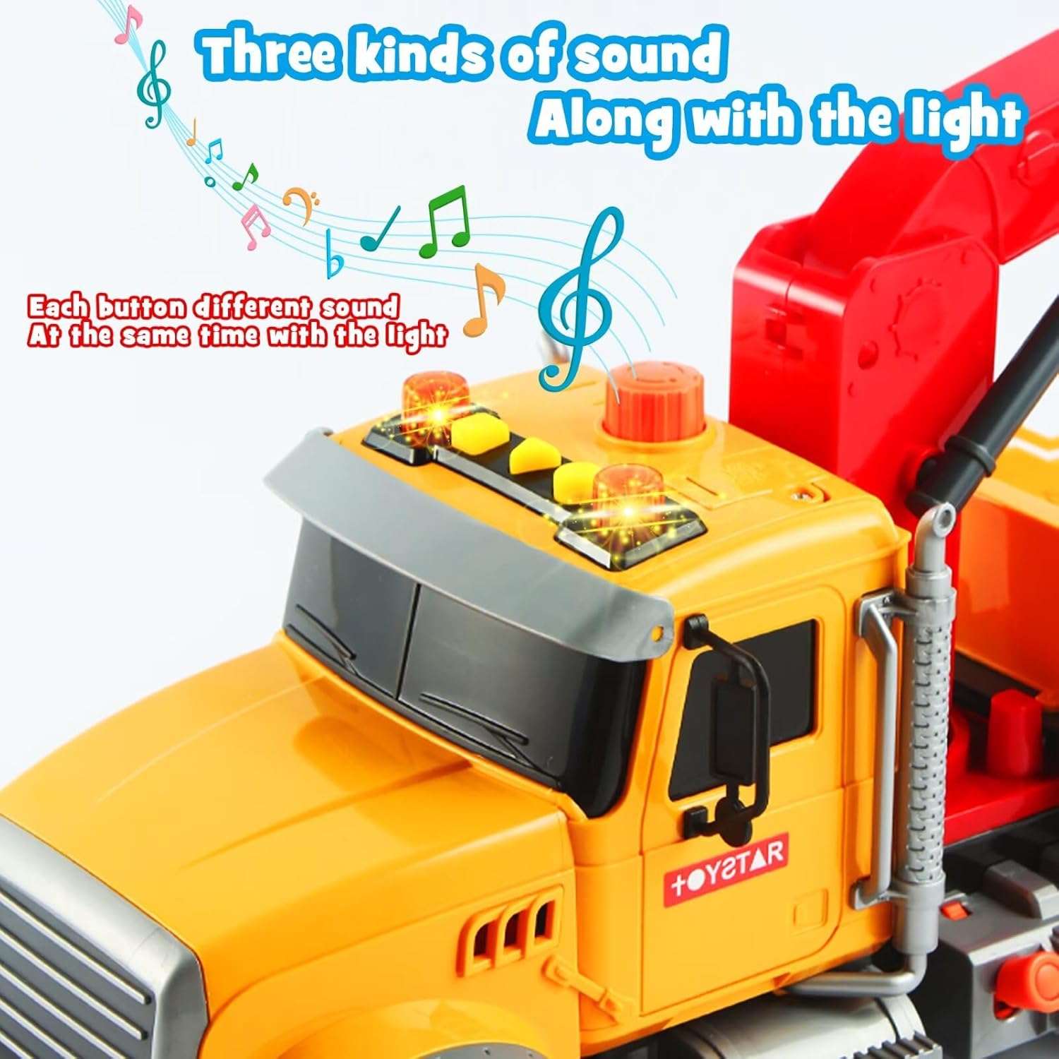 Detalle de Dwi Dowellin 15-Inch Friction-Powered Tow Truck with Roadster — Lights, Sounds, and a Fun Rescue Set for Kids 3–7