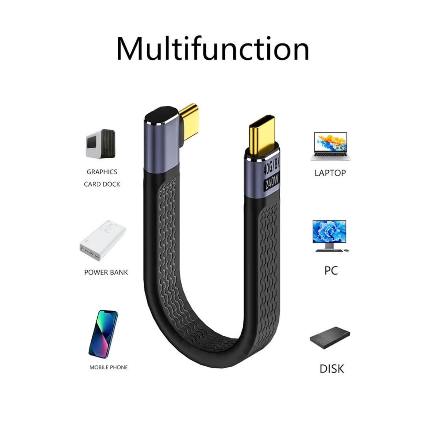 Thumbnail 2 de Cable USB4.0 Corto Type-C a Type-C 13cm ⚡ Soporte 8K60Hz, 240W