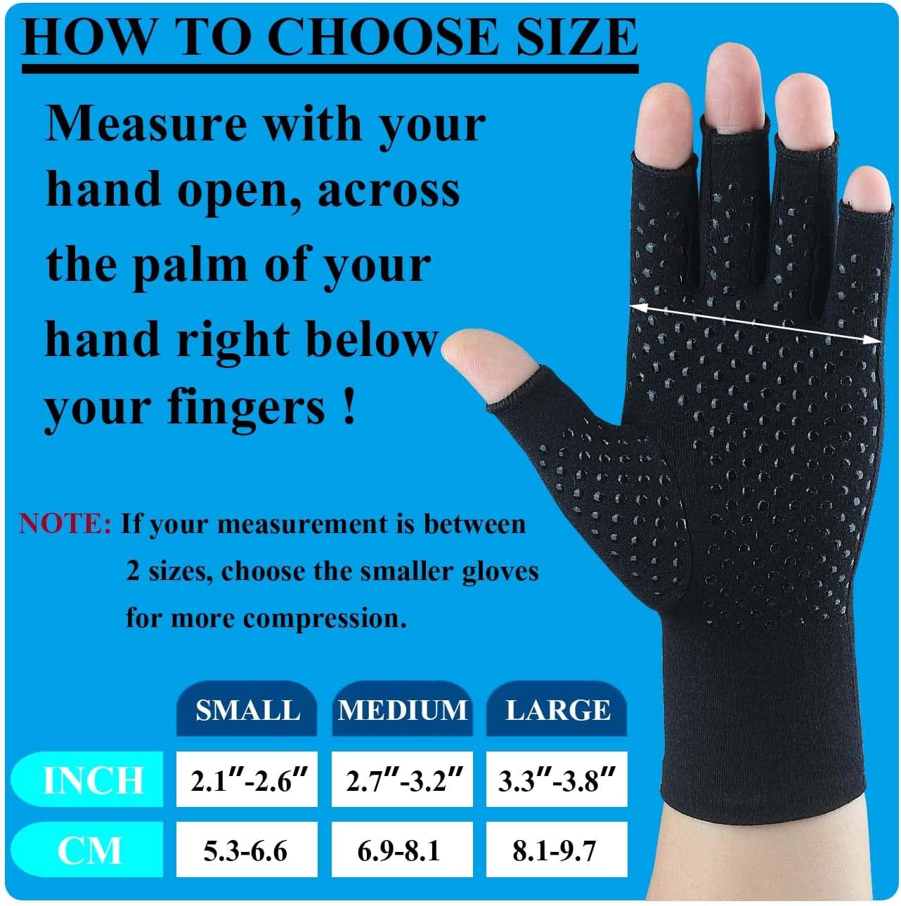 Thumbnail 3 de Tianhengyi Arthritis Gloves, Fingerless Compression Gloves, Small, 2 Pairs