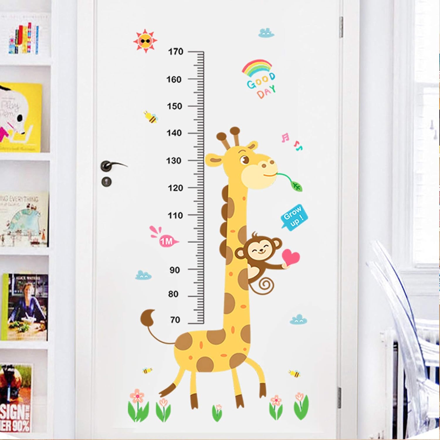 Thumbnail 5 de Baby height growth chart wall sticker (Giraffe & Monkey) – removable PVC kids measure ruler for nursery and bedroom