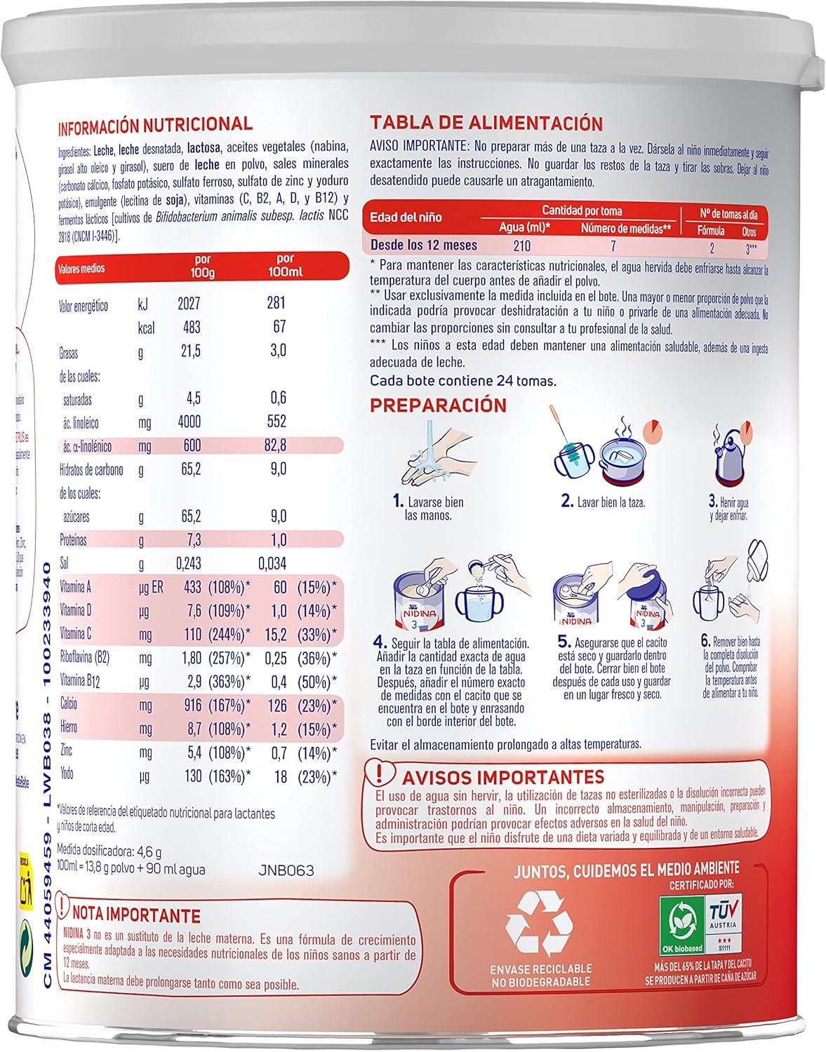 Thumbnail 3 de Nestlé NIDINA 3 Leche de crecimiento en polvo 2x800g