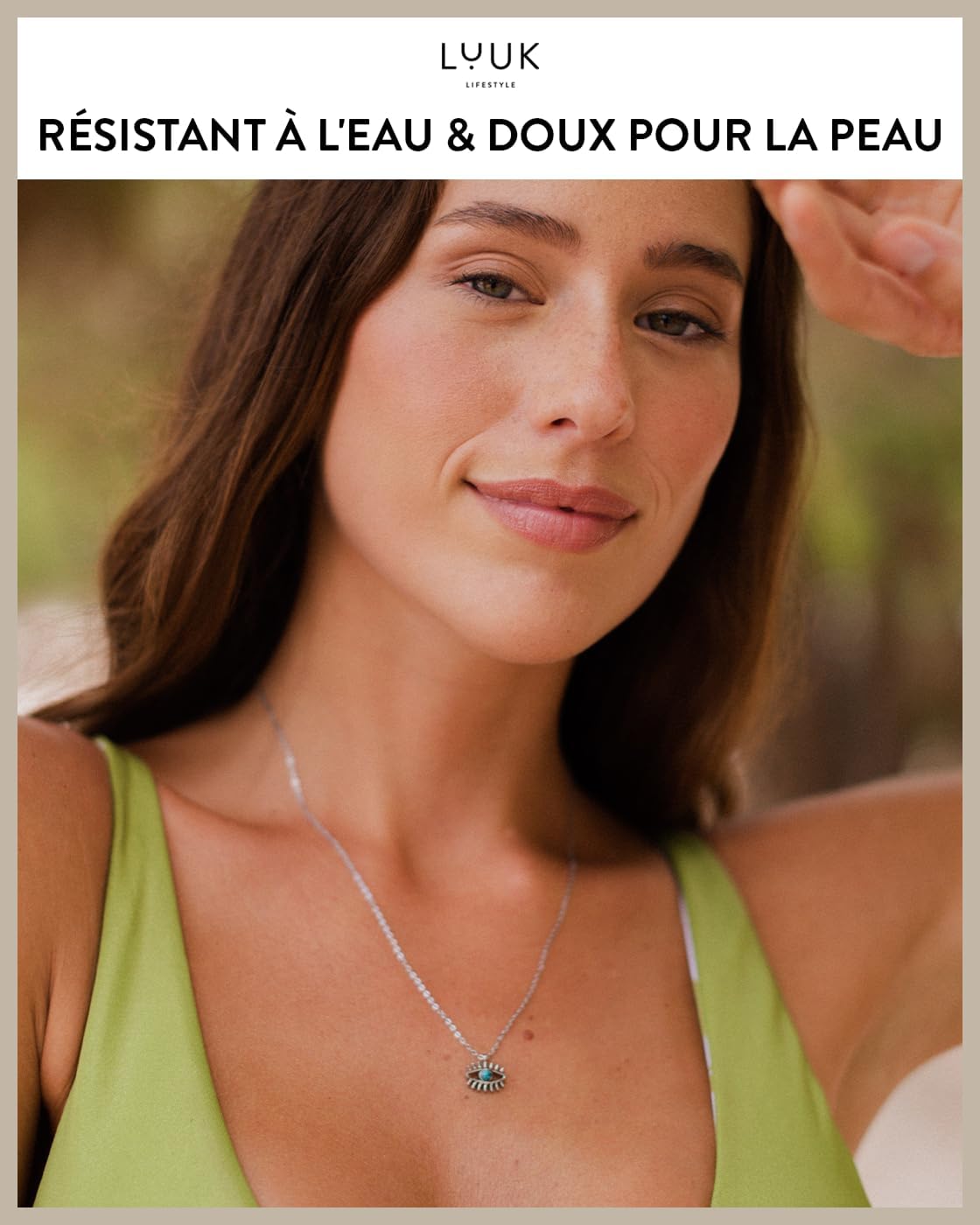 Thumbnail 1 de LUUK LIFESTYLE Collier avec pendentif couronne en acier inoxydable – 50 cm + carte HAPPINESS