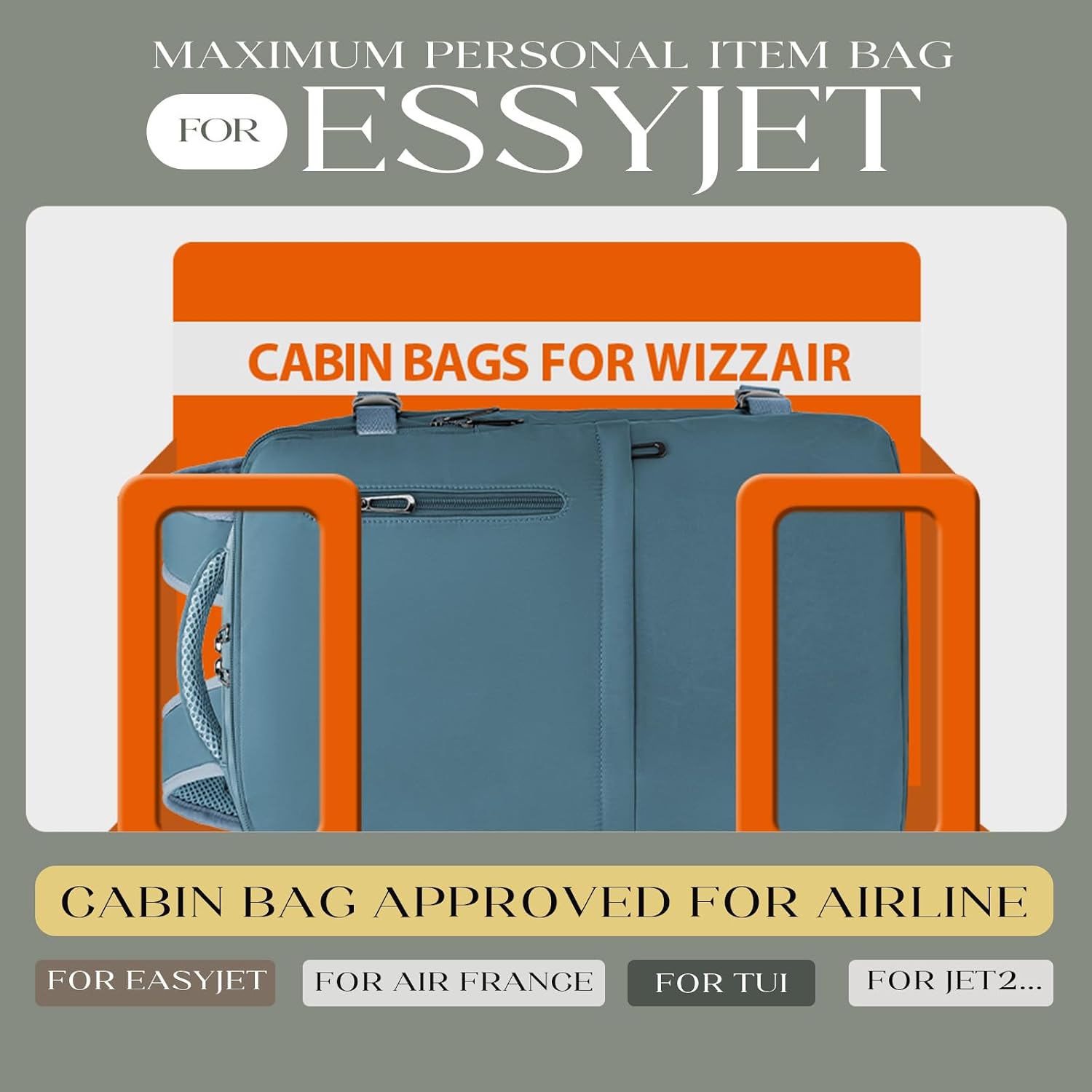 Detalle de Hayayu Easyjet Cabin Bag 45x36x20 Underseat Travel Backpack (30L) with 15.6 Inch Laptop Sleeve