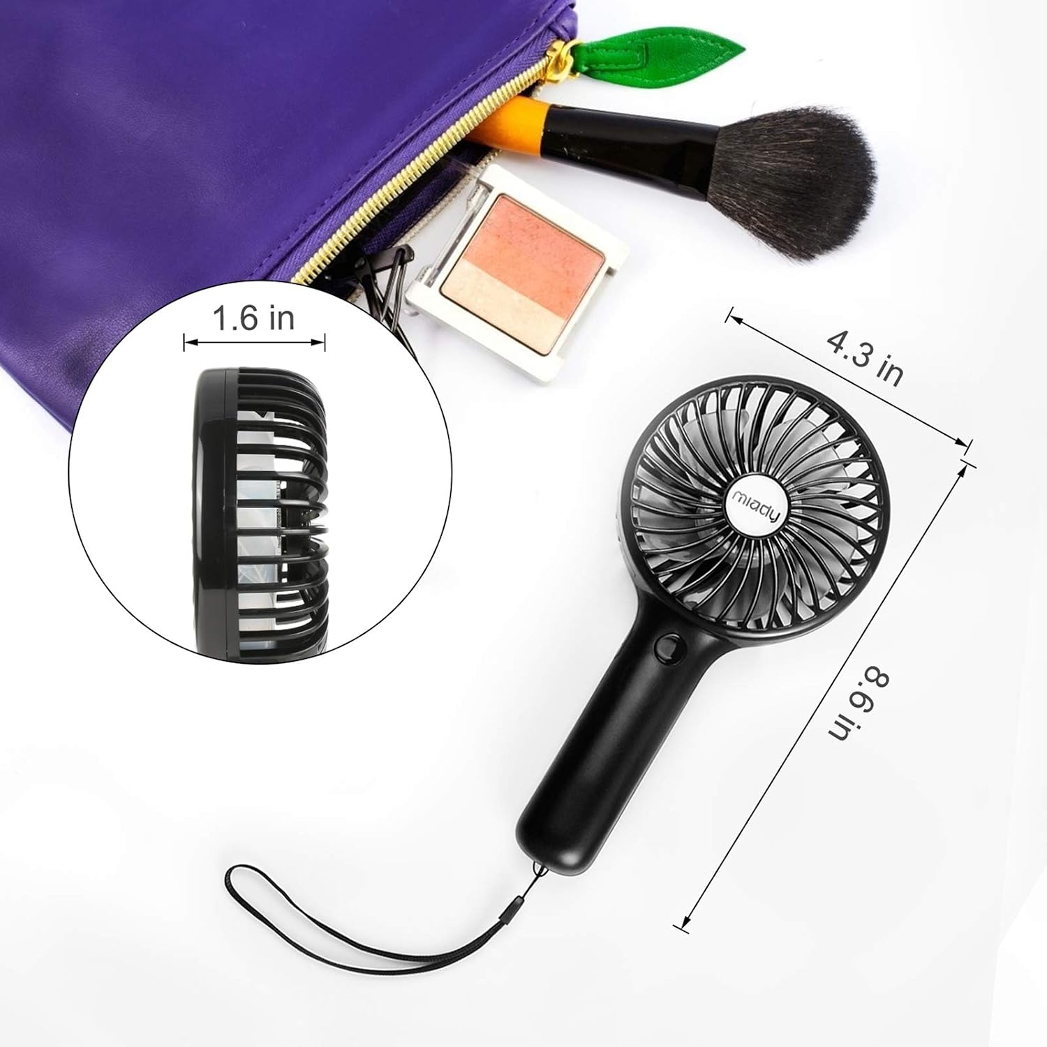 Thumbnail 4 de Miady 2-Pack 5000mAh USB-C Portable Fan — 3 Speeds, 7–20h Runtime