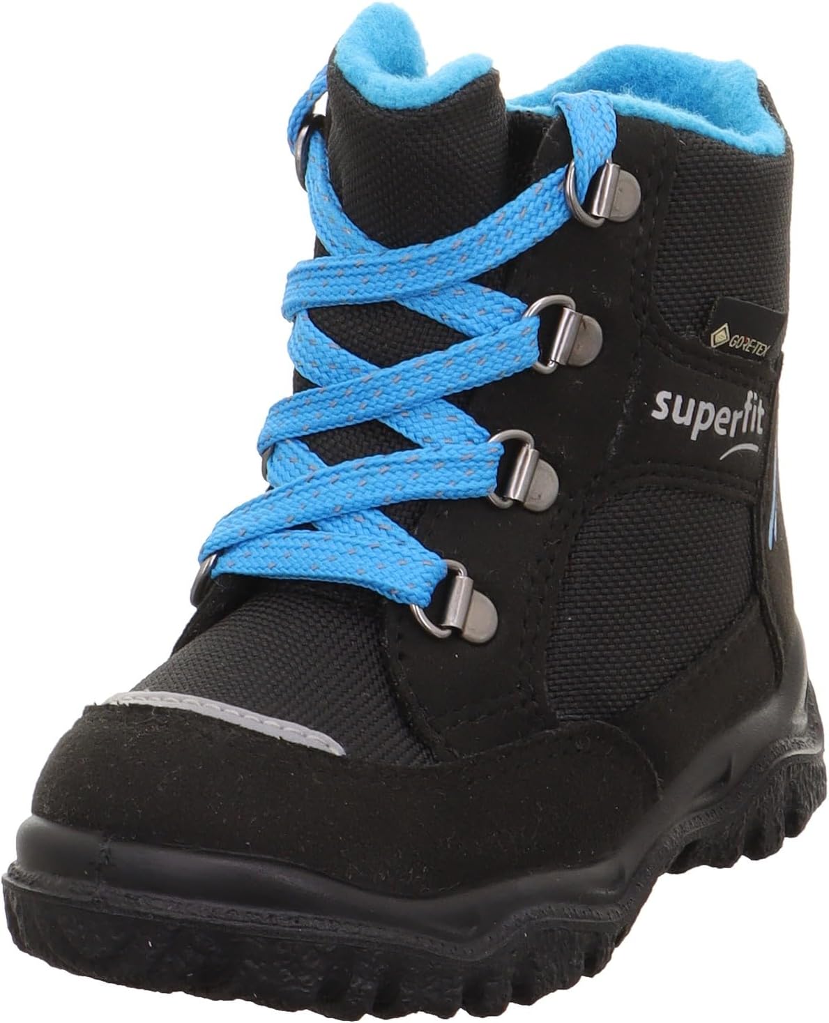 Detalle de Superfit Jungen HUSKY1 Boot – Wasserdicht, atmungsaktiv, vegan, Schwarz/Hellblau, Größe 23
