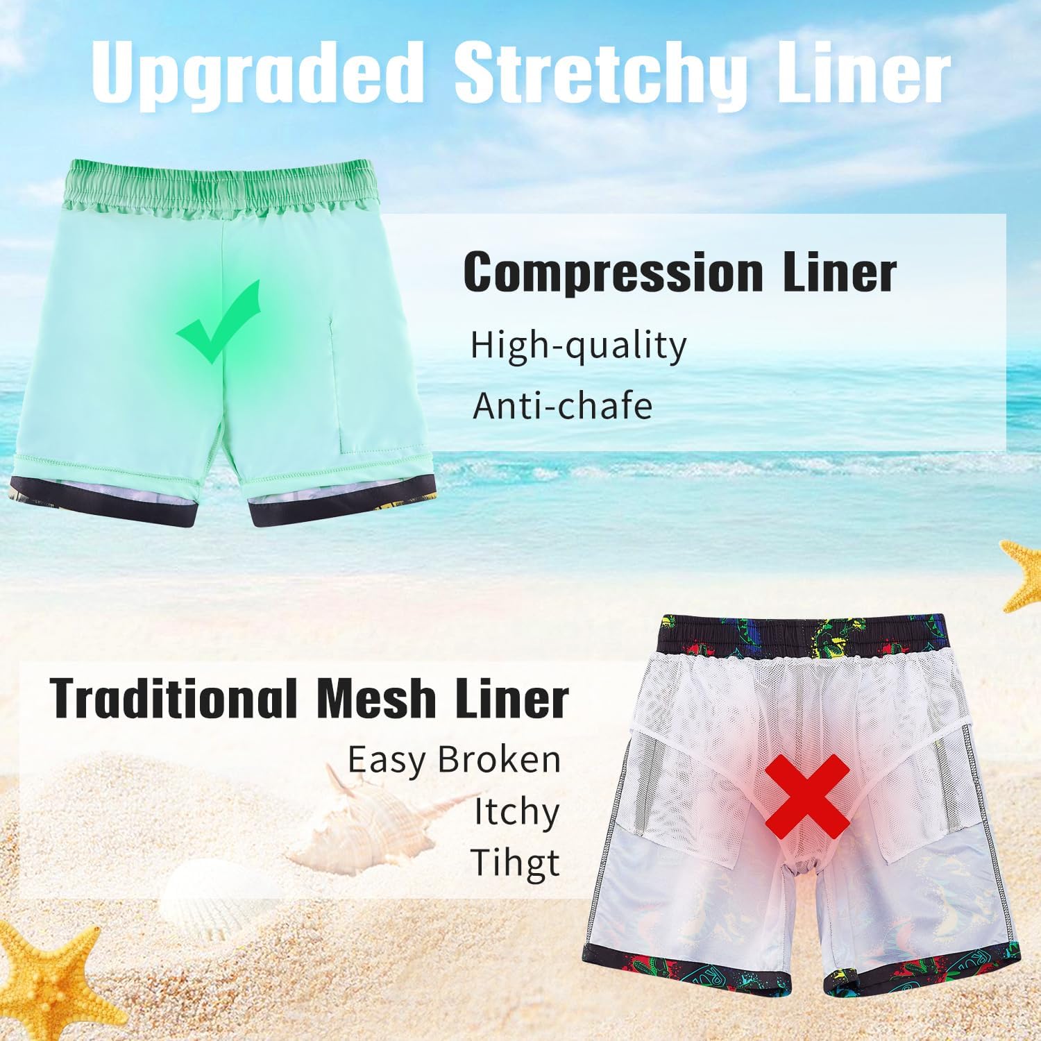 Thumbnail 2 de kids4ever Badehose Jungen 2 in 1 – Schnelltrocknende Badeshorts mit Kompression Liner, 7–18 Jahre