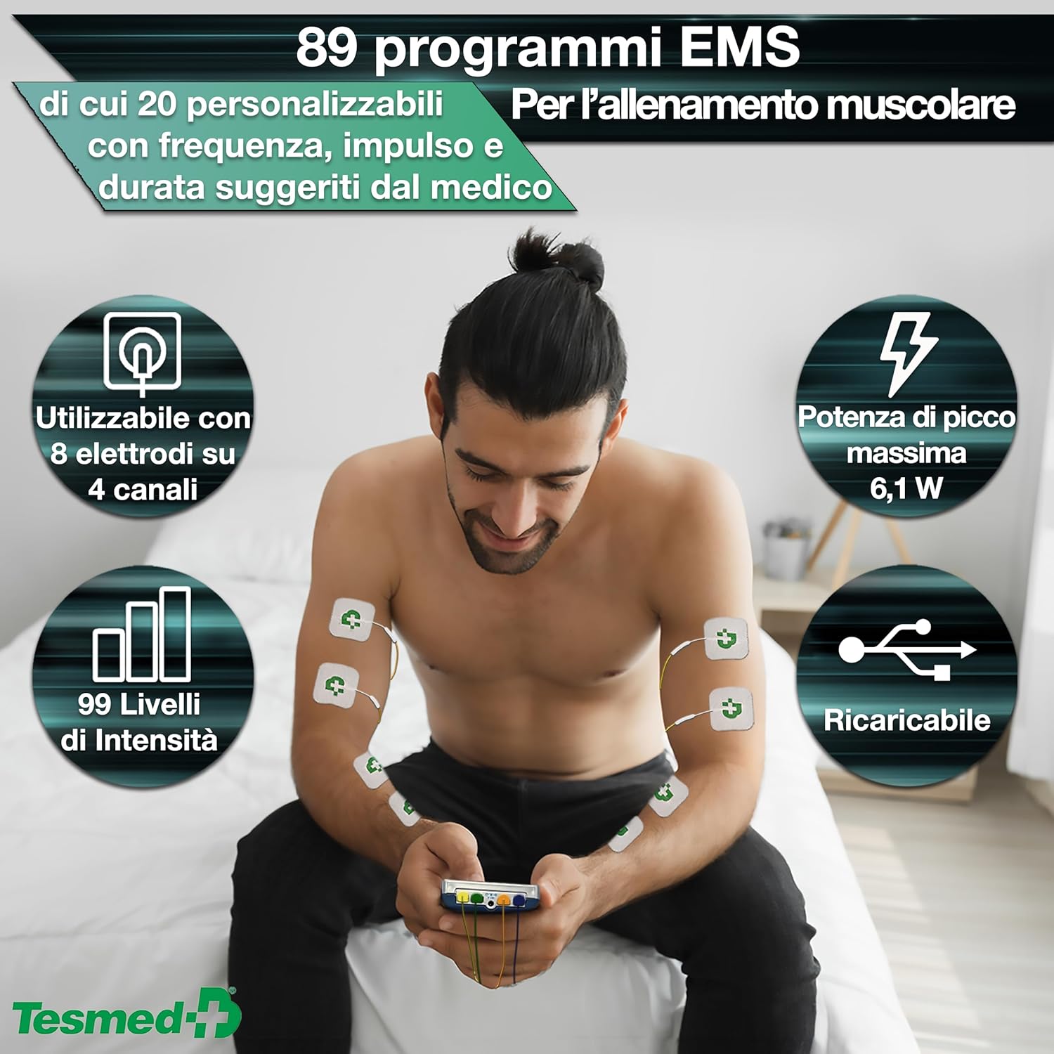 Thumbnail 2 de TESMED Max 830 elettrostimolatore muscolare professionale TENS/EMS con 4 canali e programmi sequenziali WAIMS