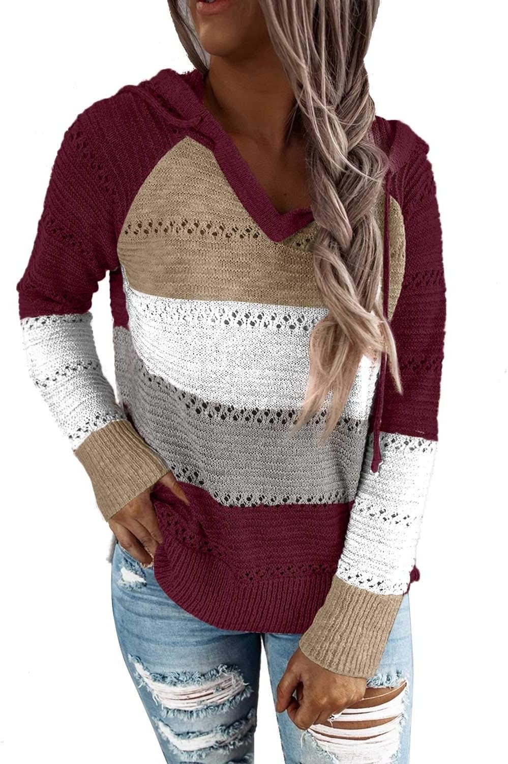Thumbnail 5 de BLENCOT Women Color Block Crochet Hoodie sweater