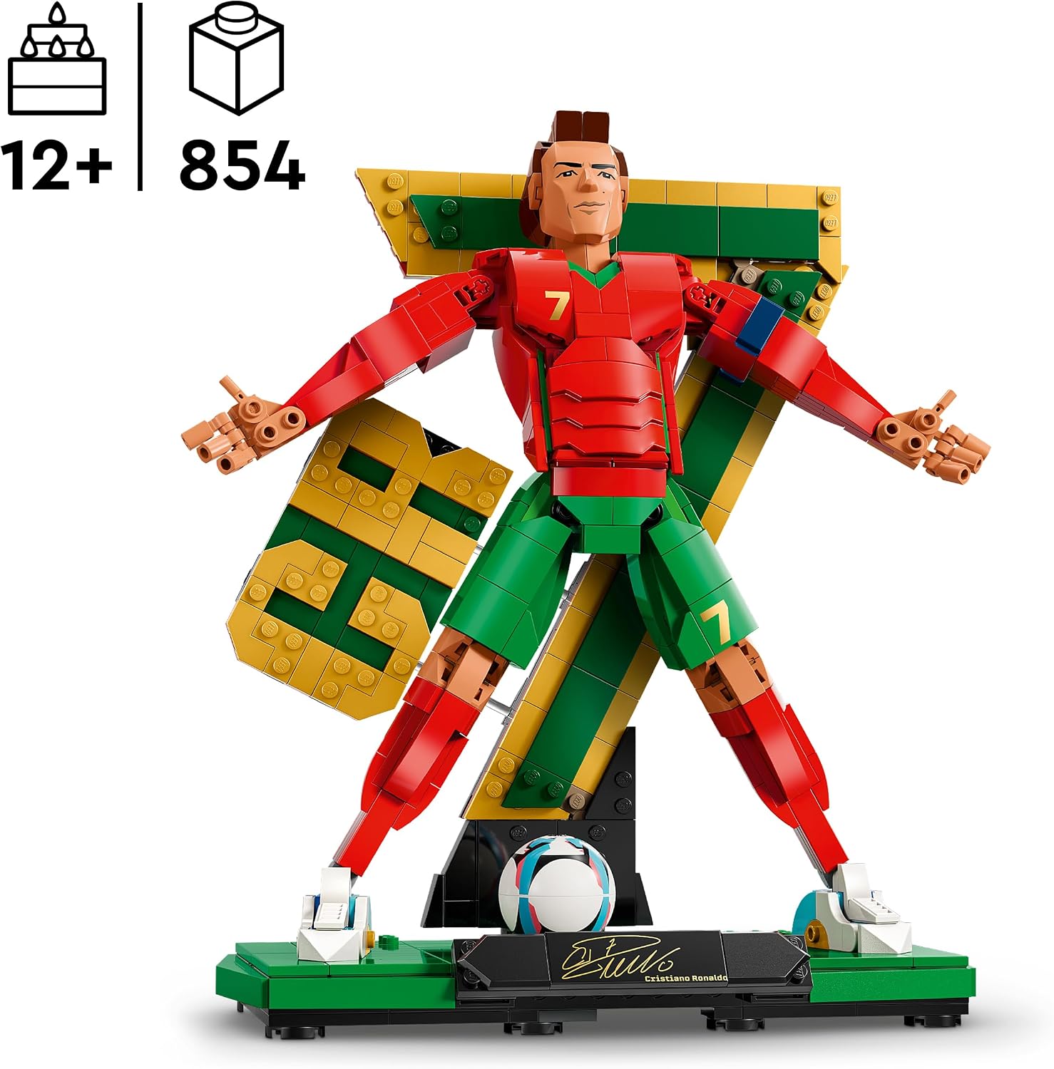 Detalle de LEGO Editions Cristiano Ronaldo: Leyenda del Fútbol – Maqueta 3D 2 en 1 (43016)