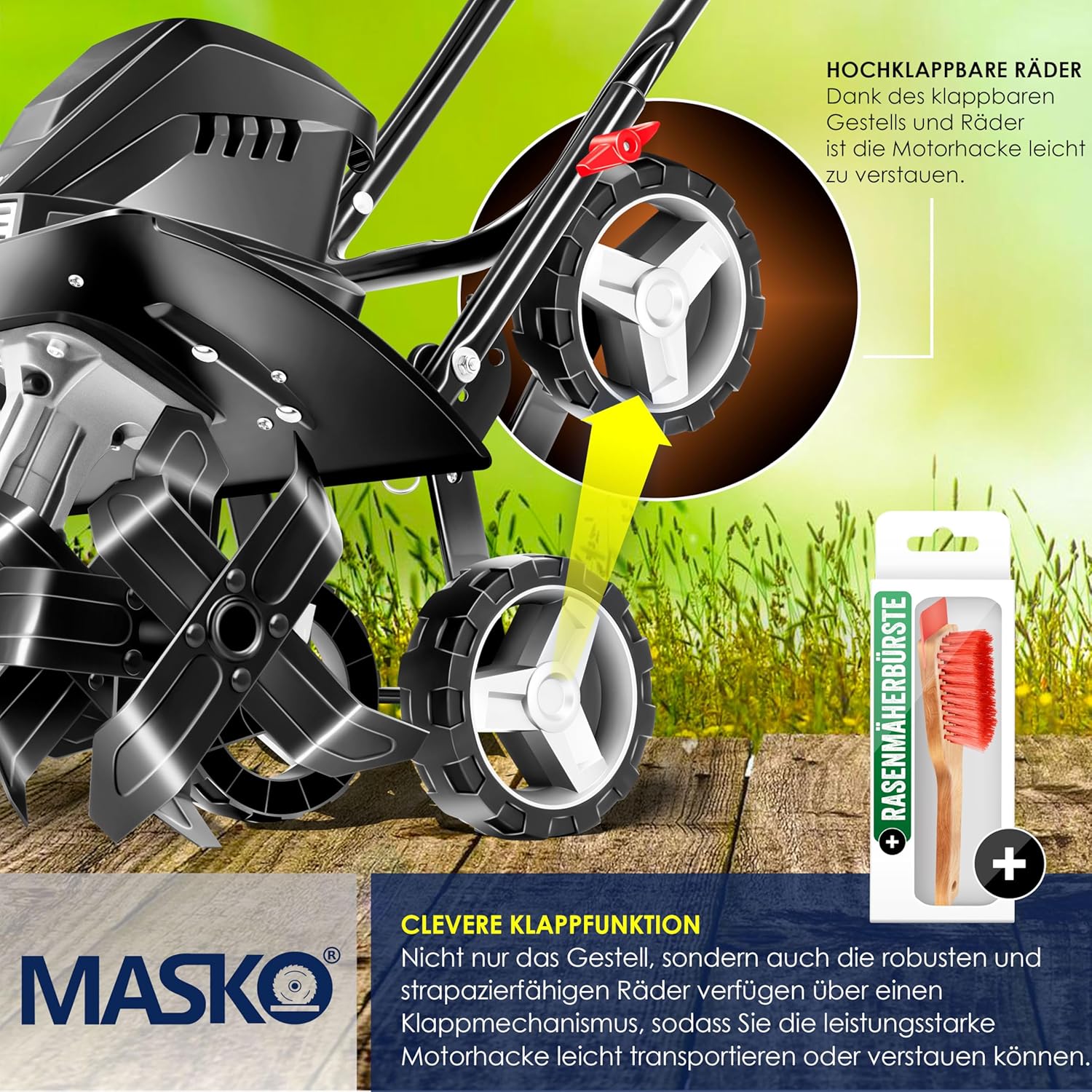 Thumbnail 4 de MASKO® Motorhacke elektrisch mit 1.500 Watt, 45 cm Arbeitsbreite und 20 cm Arbeitstiefe