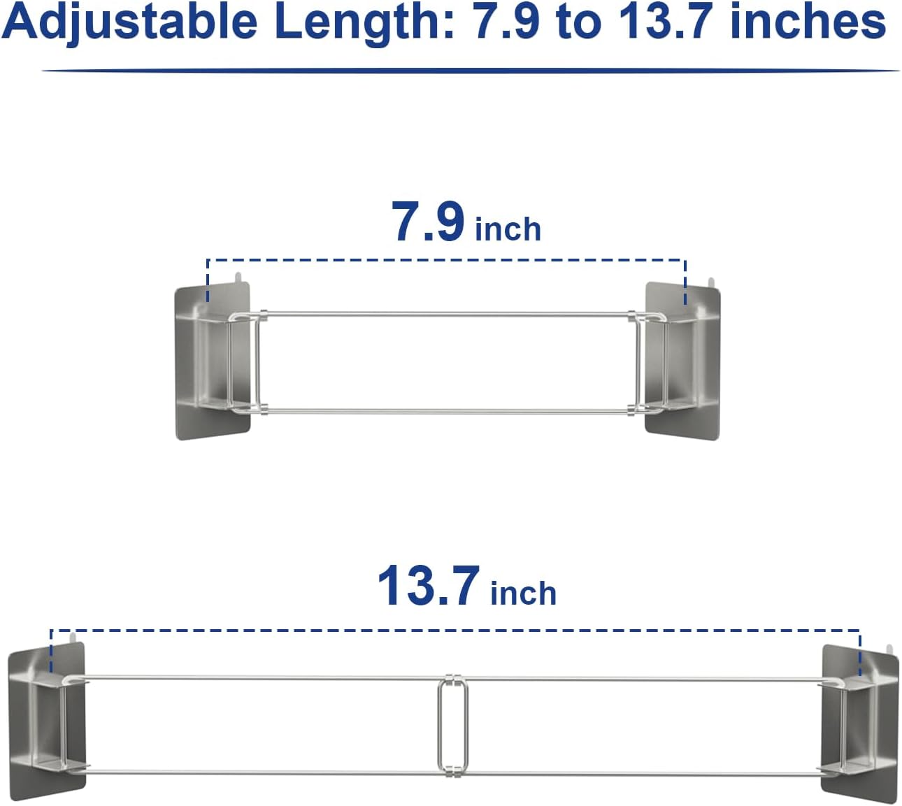 Thumbnail 1 de Safoner RV Shower Corner Storage Bar (7.9–13.7 in) Adjustable Stainless Steel Rod for Corner Shelves — 2 Pack