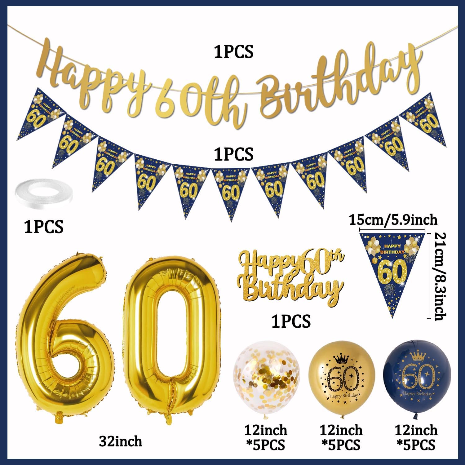 Detalle de 60th birthday decorations 1.5m banner set