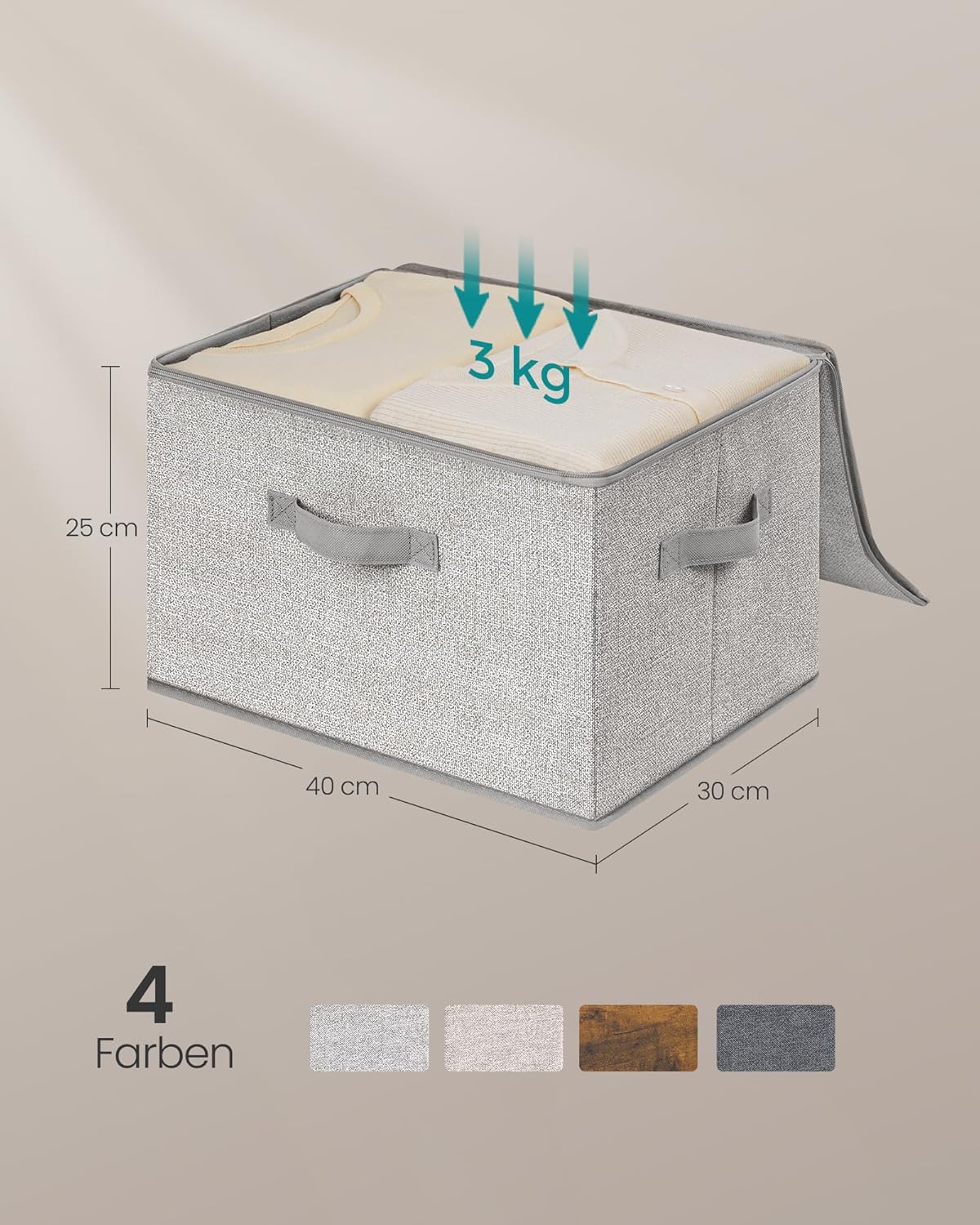 Thumbnail 4 de SONGMICS Aufbewahrungsbox mit Deckel (faltbar, Vliesstoff) im 6er-Set – taubengrau, 40 x 30 x 25 cm
