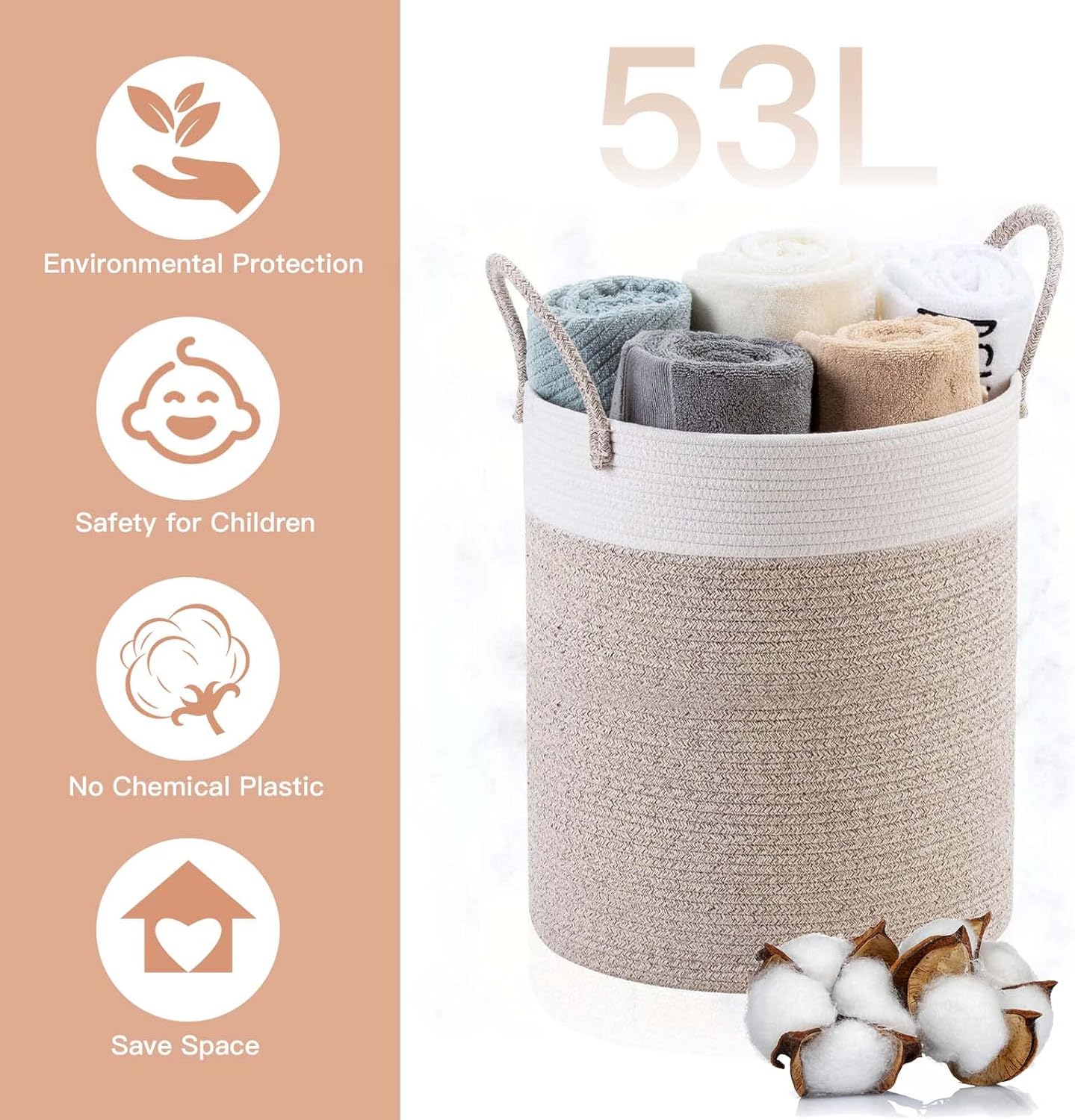 Thumbnail 2 de Grand Panier à linge pliable avec anse – Grand modèle XL 46 × 38 cm pour rangement intérieur