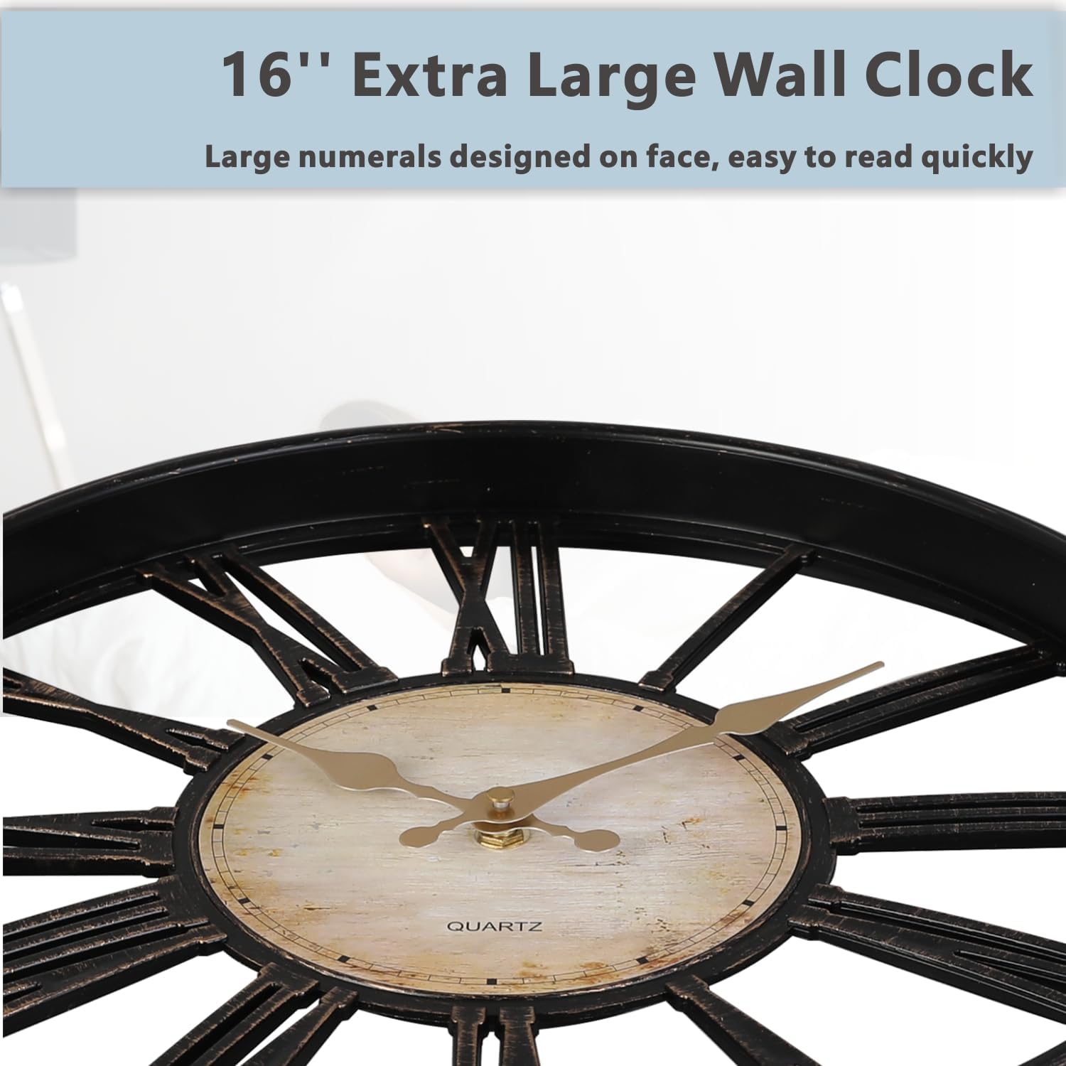 Thumbnail 2 de DIYZON Vintage Style 16'' Wall Clock with Roman Numerals
