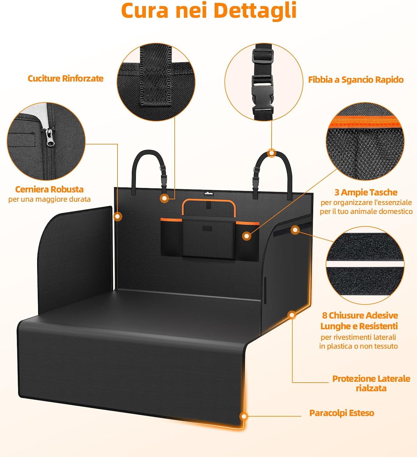 Detalle 2 de UPAWPIA Telo bagagliaio auto per cani impermeabile universale 185×115×48 cm