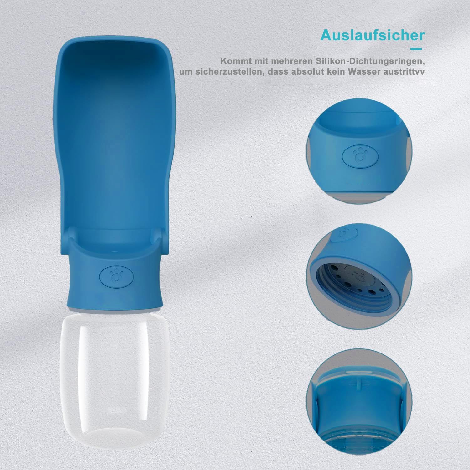 Detalle 2 de Hundetrinkflasche 350 ml Dunkelblau für unterwegs