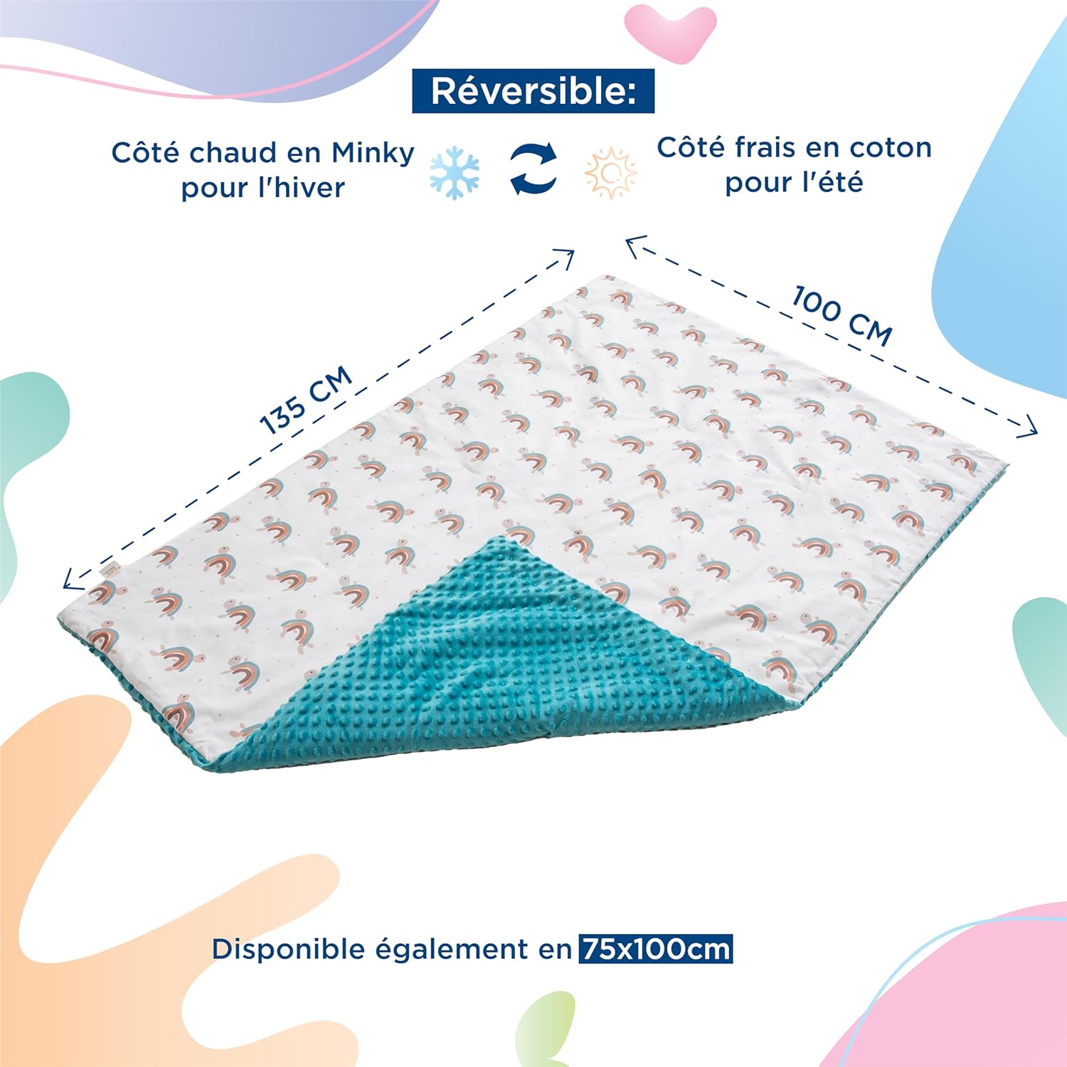 Thumbnail 2 de Couverture Bébé et Enfant en Minky Douce et Coton OEKO-TEX – 100x135 cm