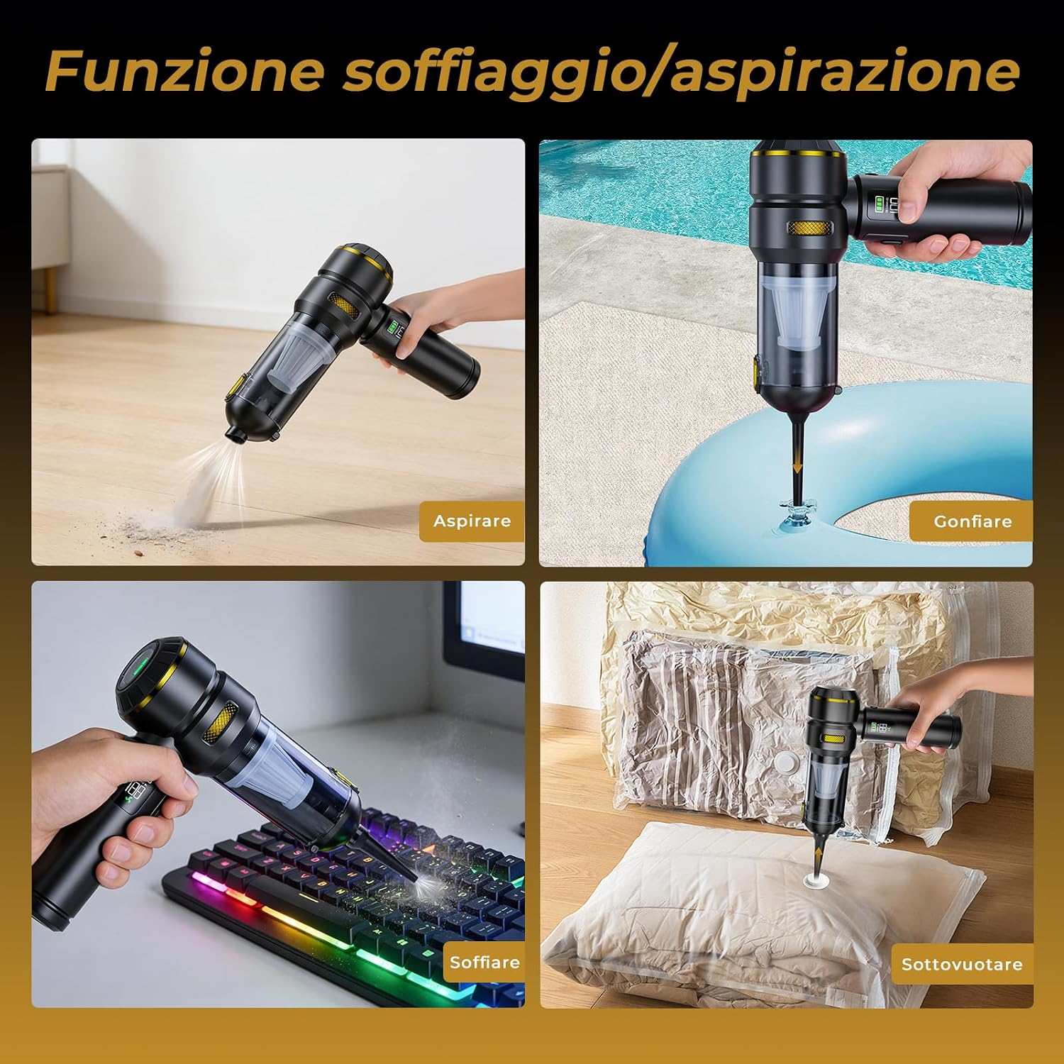 Thumbnail 4 de HOVIN Aspirabriciole Senza Fili 24000Pa:Compacto, Potente e 3-in-1 per Casa Auto Cucina