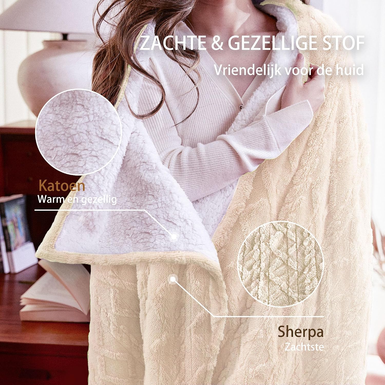 Detalle 1 de Aheadpret TW1-F130160 elektrische deken 130 x 160 cm, beige, 9 warmtestanden